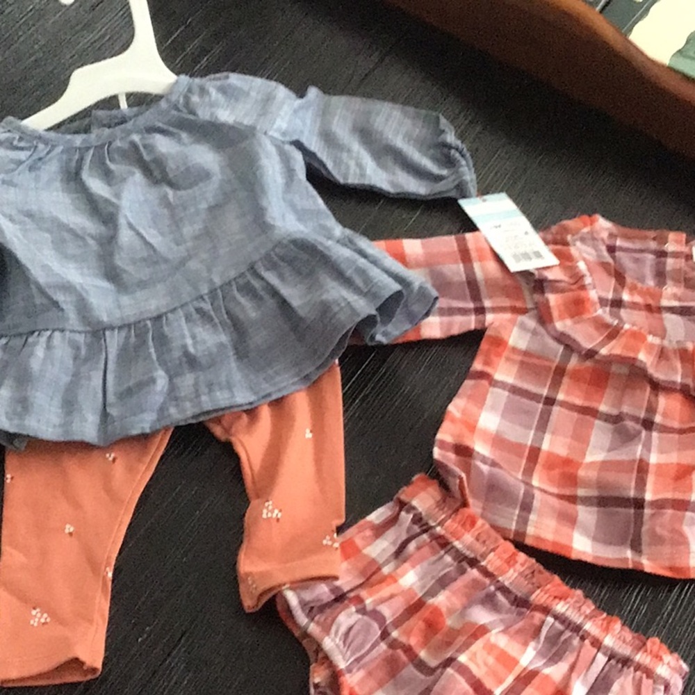 Cat and Jack new bundle of 3 to 6 months Blue and Orange Kids Outfit Set